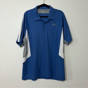 Under Armour Blue Tri- Color Polo Dry Fit Athletic Golf Shirt, Men’s Size XL‎